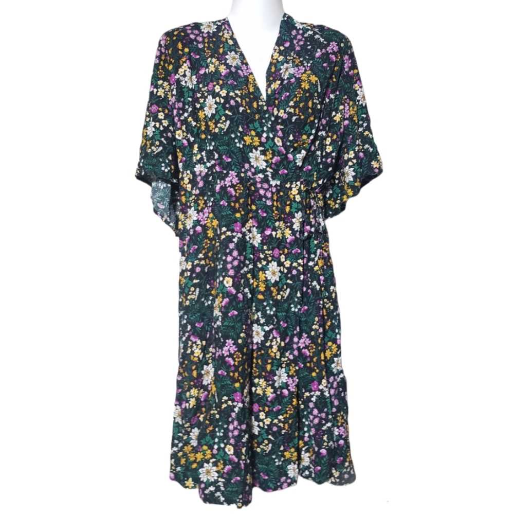 Old Navy Black floral tie waist dress 3x
